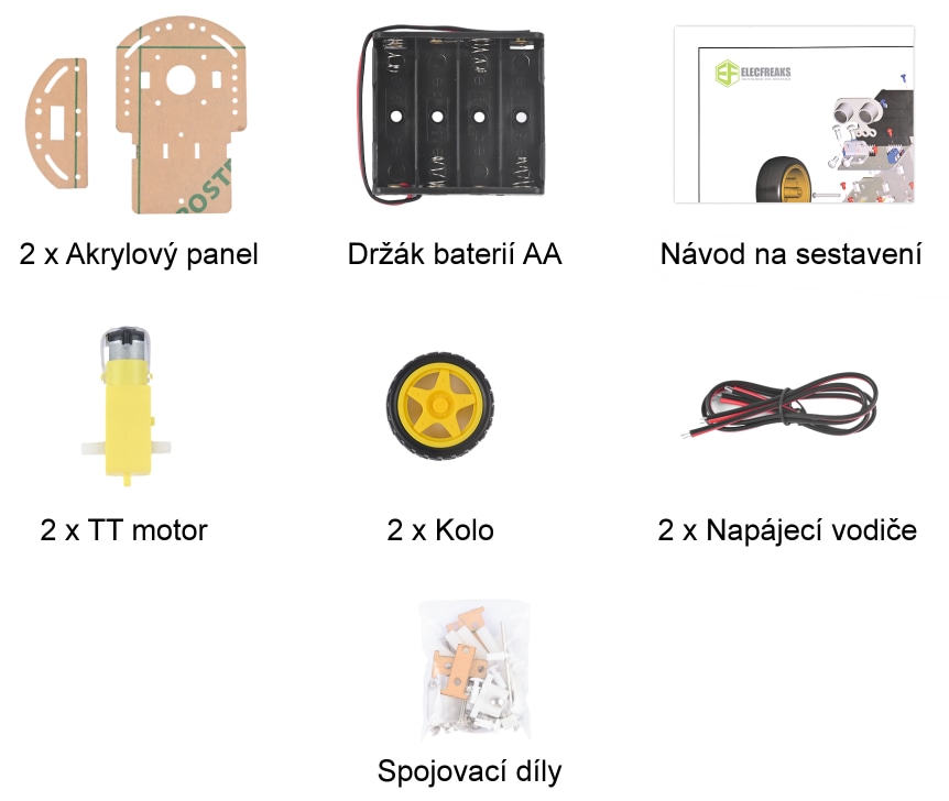 Podvozek pro chytrého micro:bit robota součásti