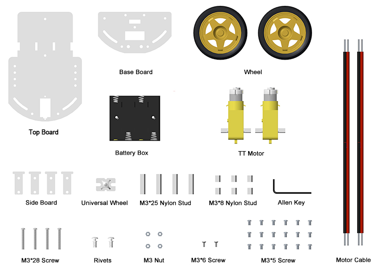 Podvozek pro chytrého micro:bit robota součásti