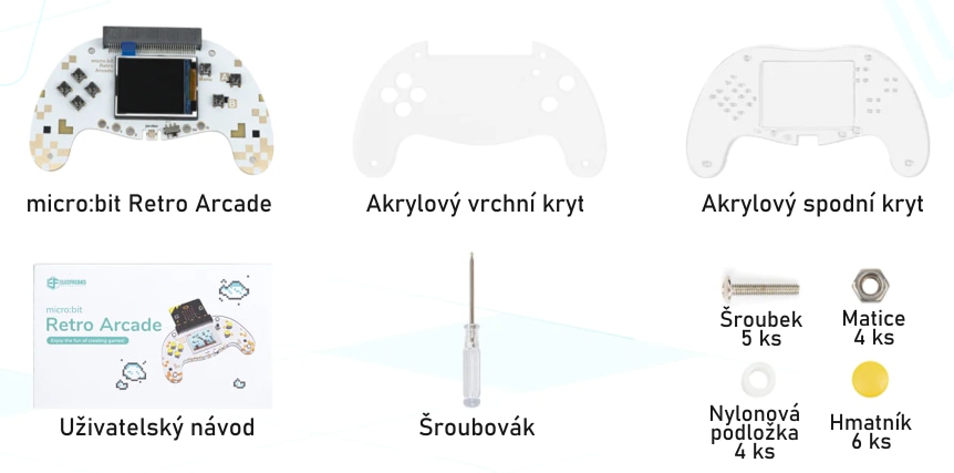 Microbit Retro Arcade Gamepad herní konzole coučásti