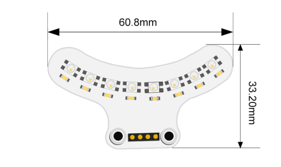 RGB LED duhový nárazník pro robota Ring:bit V2 - rozměry