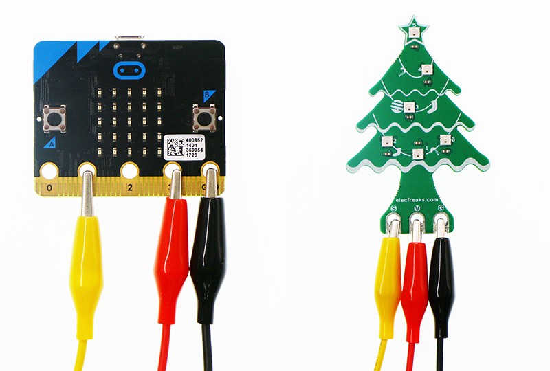 RGB LED vánoční stromek pro micro:bit - zapojení