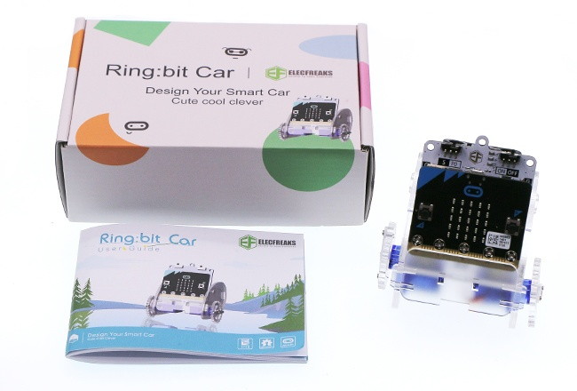 Ring:bit - Micro:bit výukový robot pro děti - balení a robot