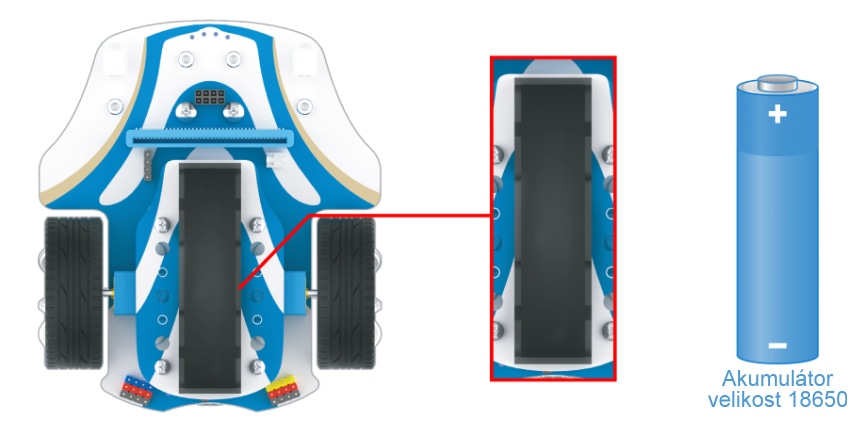 Smart Cutebot Pro - Bravurně jezdící auto pro výuku programování micro:bit akumulátor