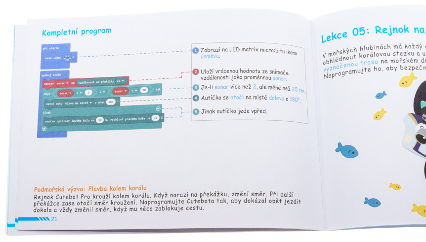 Smart Cutebot Pro - Bravurně jezdící auto pro výuku programování micro:bit návod program