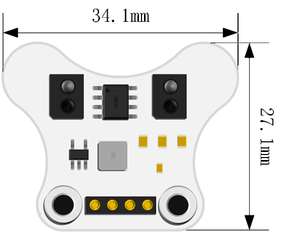 Snímač čáry pro robota Ring:bit V2 - rozměry