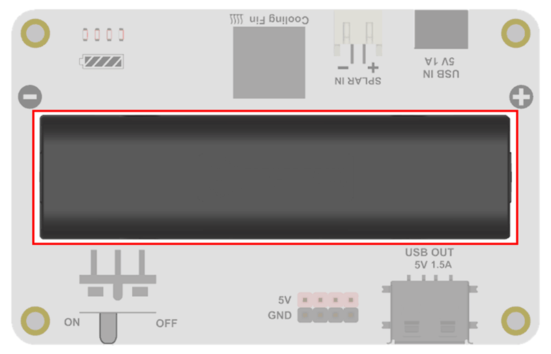 Solární napájecí modul s fotovoltaickým panelem bateriový prostor