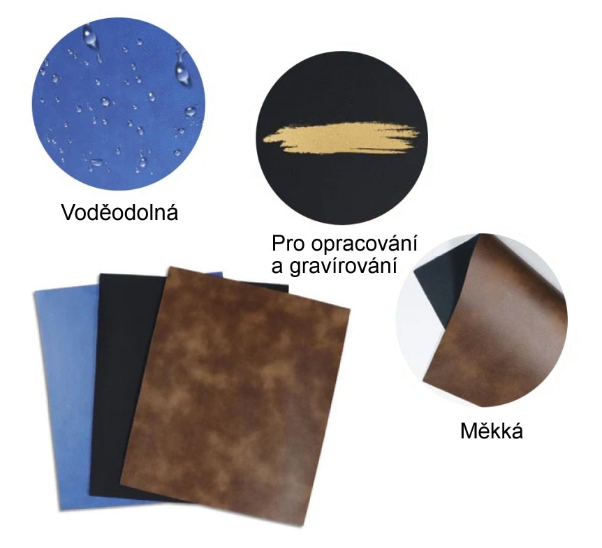 TOOCAA barevná syntetická koženka pro gravírování vlastnosti