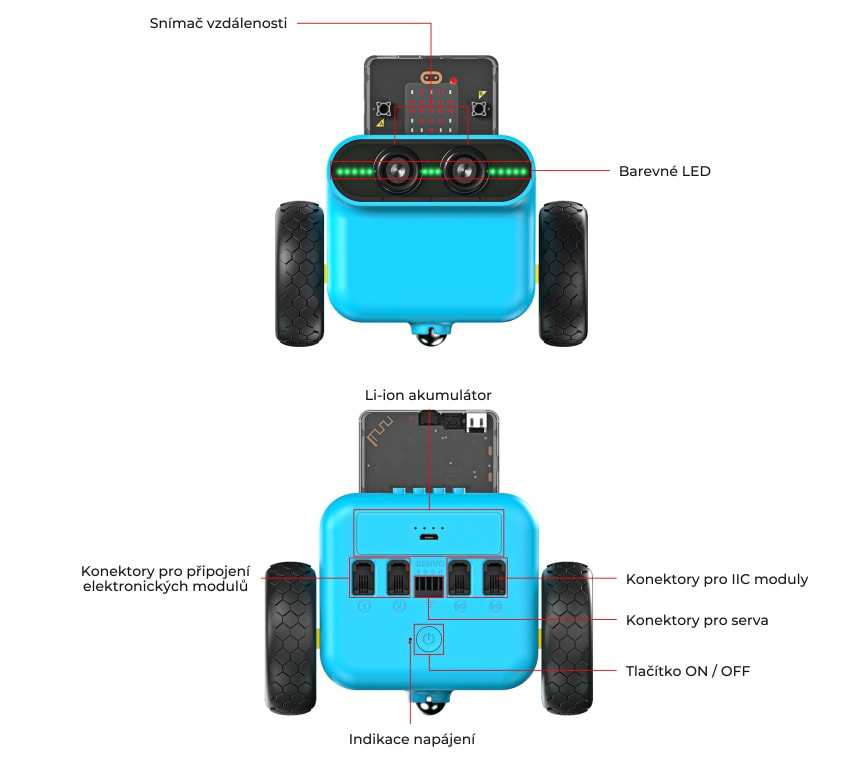 TPBot Edu - chytré robotické vozítko pro výuku programování micro:bit popis
