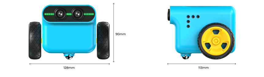 TPBot Edu - chytré robotické vozítko pro výuku programování micro:bit rozměry