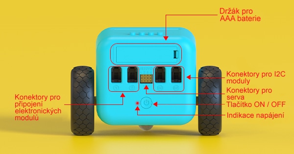 TPBot - programovatelný jezdící robůtek pro děti (bez micro:bit) konektory