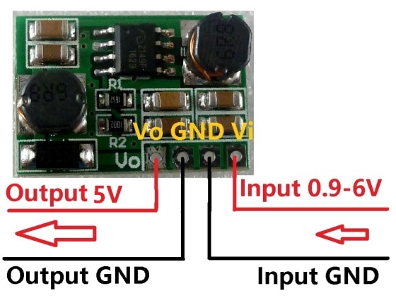 Buck-Boost DC/DC měnič 1-6V na 5V zapojení