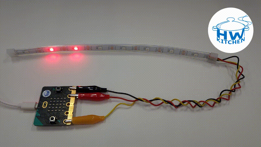 Neopixel RGB LED pásek - 8 LED, krokodýly projekt