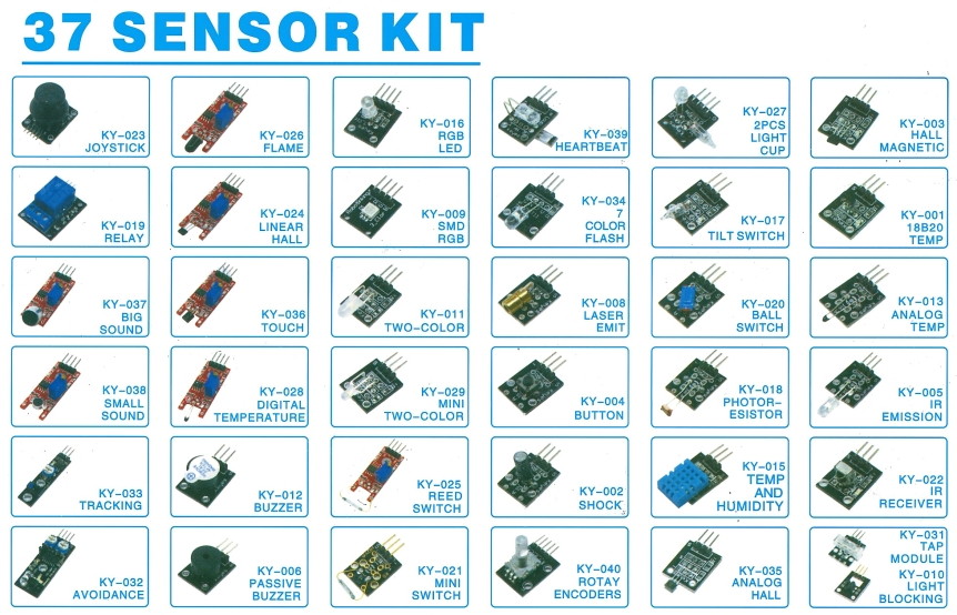 Senzor kit pro Arduino - 37 elektronických modulů