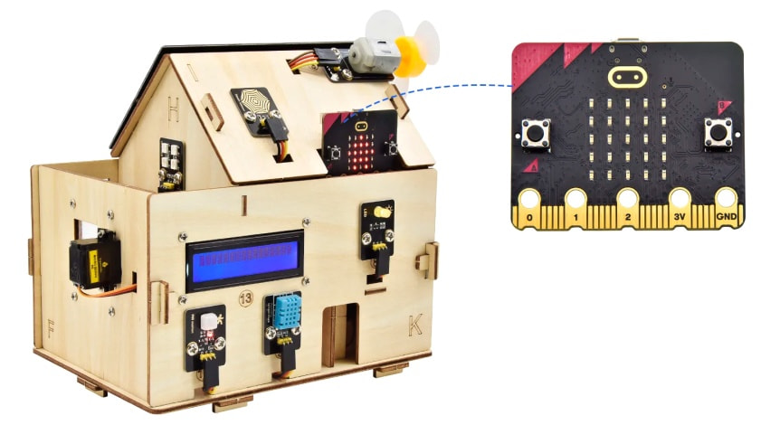 Keyestudio chytrý domeček pro micro:bit - STEAM DIY výukový kit (bez micro:bit) micro:bit