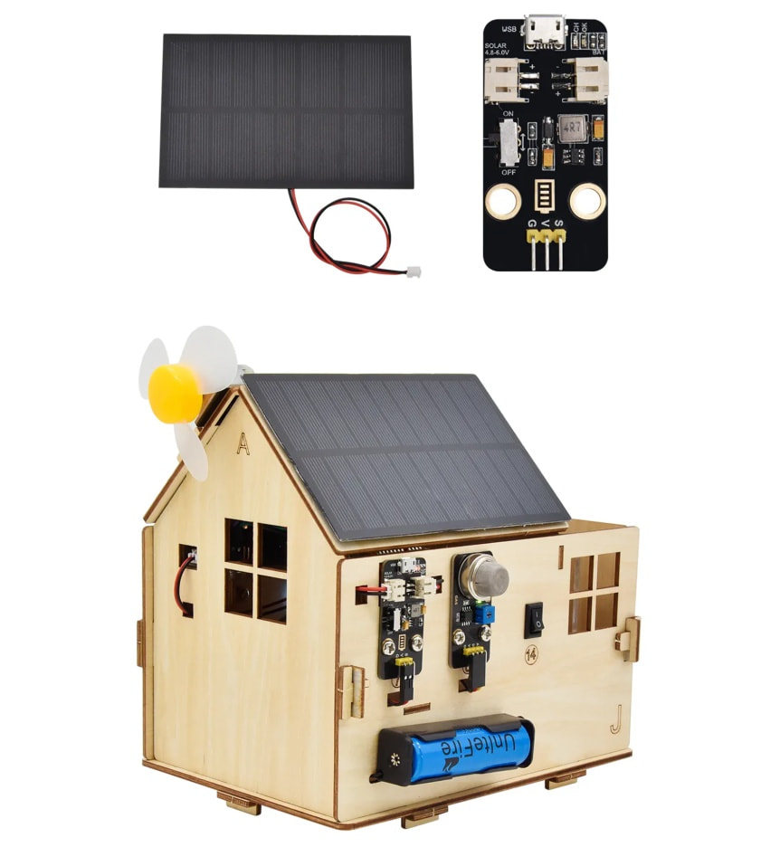 Keyestudio chytrý domeček pro micro:bit - STEAM DIY výukový kit (bez micro:bit) solární panel