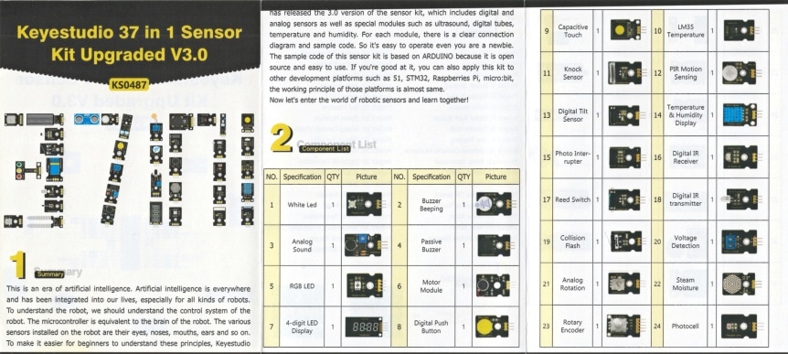 Keyestudio Senzor Kit 37v1 V3.0 pro Arduino leták 2
