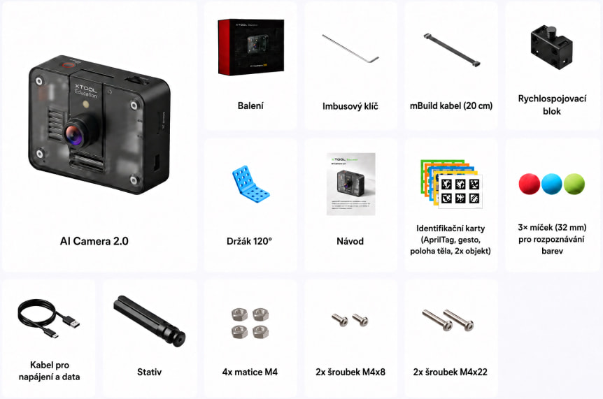 AI Camera 2.0 pro mBot2 & CyberPi součásti balení