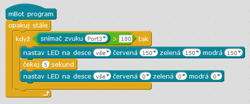 Kreativní Add-on Pack pro mBot & mBot Ranger - I - Lampa ovládaná zvukem, program