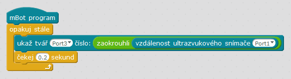 Kreativní Add-on Pack pro mBot & mBot Ranger - I - Měřič vzdálenosti, program