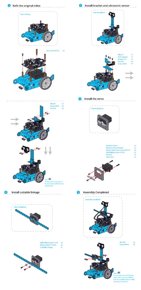 mBot Add-on Pack - Servo Pack - příklad sestavení