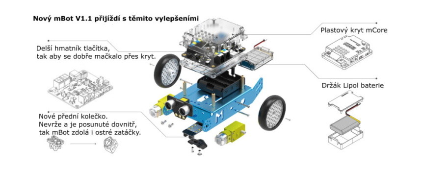 Arduino robot mBot v1.1 - vylepšení