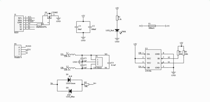 Me 130 Motor Pack - 5V/10000RPM - Schéma zapojení