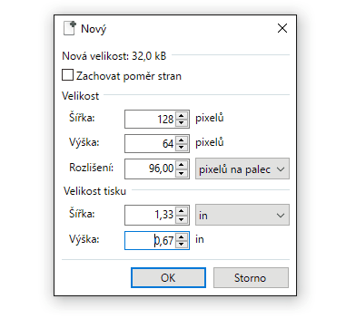 Nastavení velikosti obrázku podle velikosti OLED displeje, kreslení bitmap