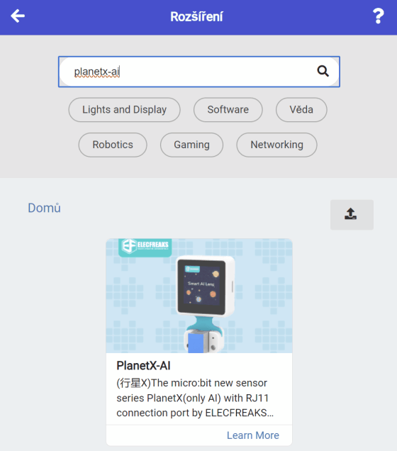 makecode rozšíření pro AI kameru