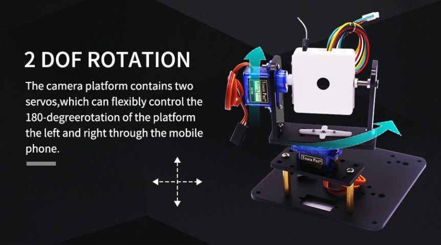 WiFi kamera, 2-DOF držák + super:bit pro micro:bit 2-DOF