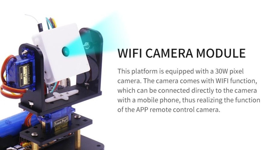 WiFi kamera, 2-DOF držák + super:bit pro micro:bit WiFi