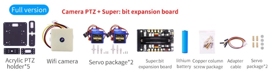 WiFi kamera, 2-DOF držák + super:bit pro micro:bit součásti