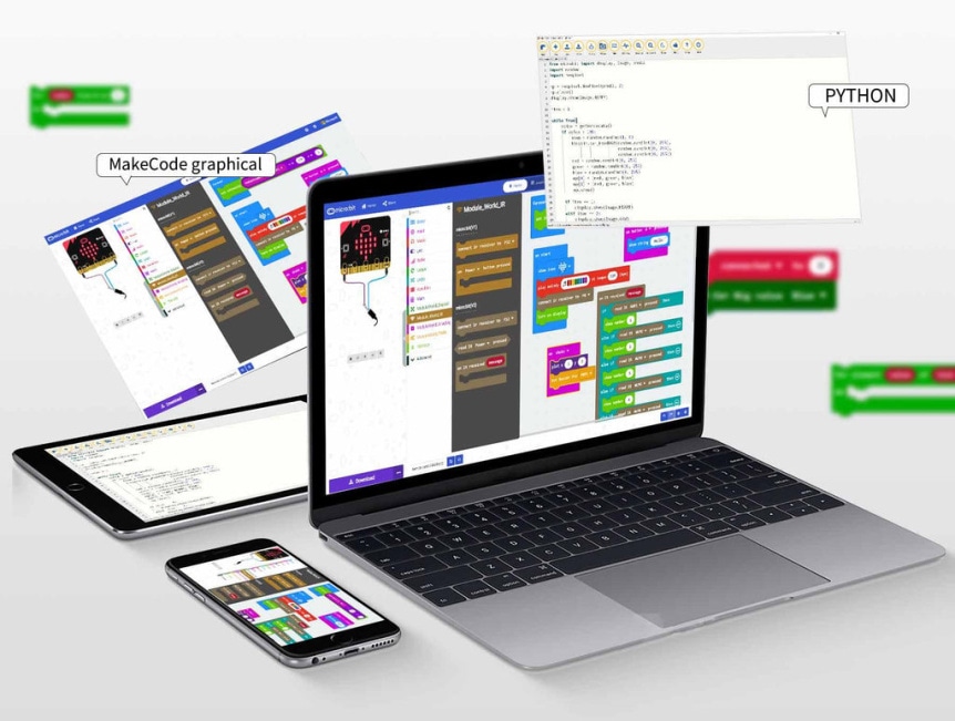 Yahboom World of Module (WOM) – senzorová stavebnice pro micro:bit MakeCode Python