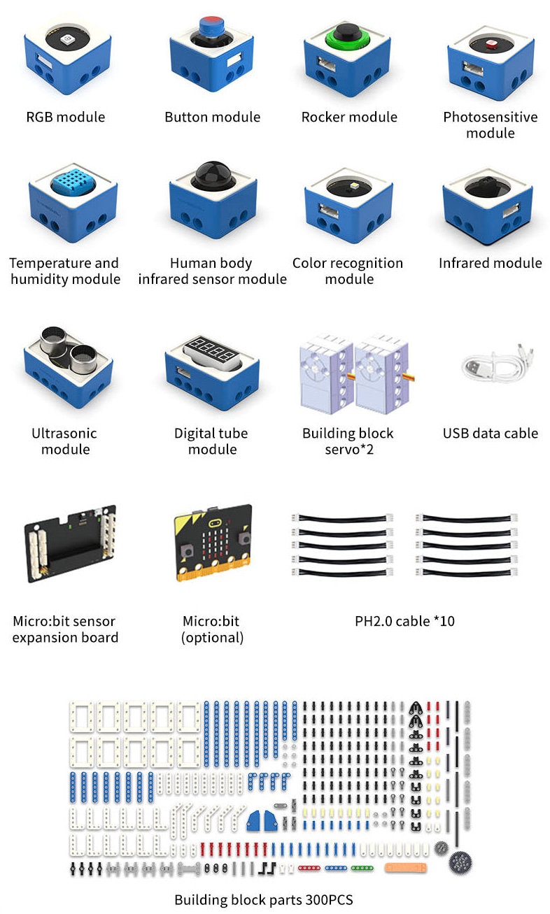 Yahboom World of Module (WOM) – senzorová stavebnice pro micro:bit součásti