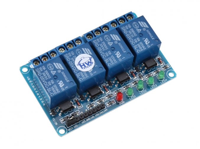 4 x relé modul s optočlenem 5VDC / 250VAC / 10A
