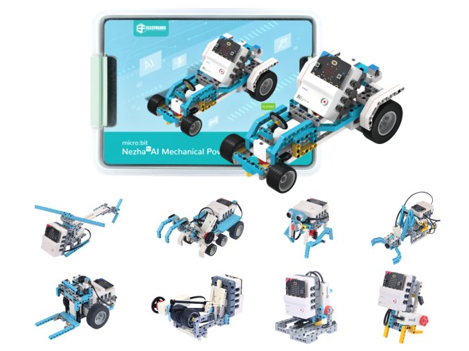 Micro:bit Nezha Pro AI Mechanical Power Kit – robotická AI stavebnice pro děti (bez micro:bit)