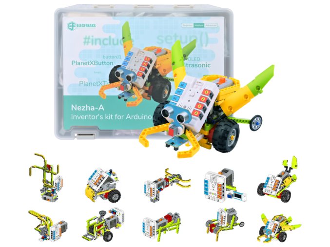 Arduino NEZHA-A Inventor's Kit pro mladé vynálezce 12v1 + adaptéry pro Fischertechnik