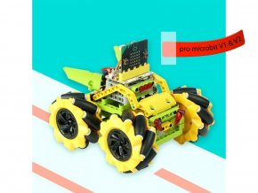 Micro:bit Mecanum bugina s pohybem 360° - bez modulu micro:bit žlutá kola