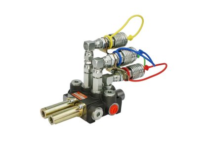 Hydraulický rozvádzač 2- sekciový 40L/min lanovod + rýchlospojky samica