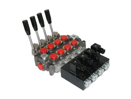 Hydraulický rozvádzač elektricky ovládaný 4/60 24V s kombinovaným ručným ovládaním
