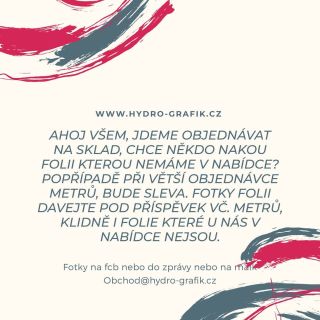 Objednávky na sklad ve vašich rukách @hydro-grafik @hydrografika