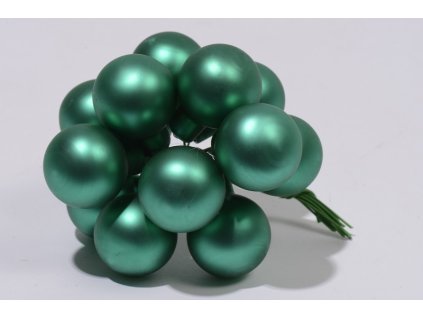 Vianočné guličky - zelené matné na drôtiku v trsoch, trs