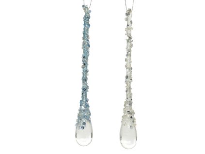 Vianočná ozdoba - ľadový cencúľ s perlami