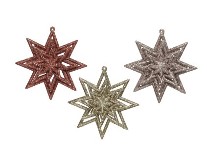 Vianočná ozdoba - plastová trblietavá hviezdička