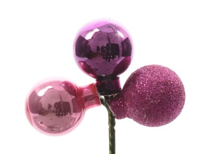 Vianočné guličky - fialové na drôtiku v trsoch, trs