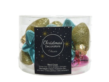 Mix sklenených vianočných ozdôb do aranžmánov a na stromček farebné