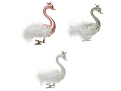 Vianočná ozdoba - sklenené labute, rôžne prevedenia