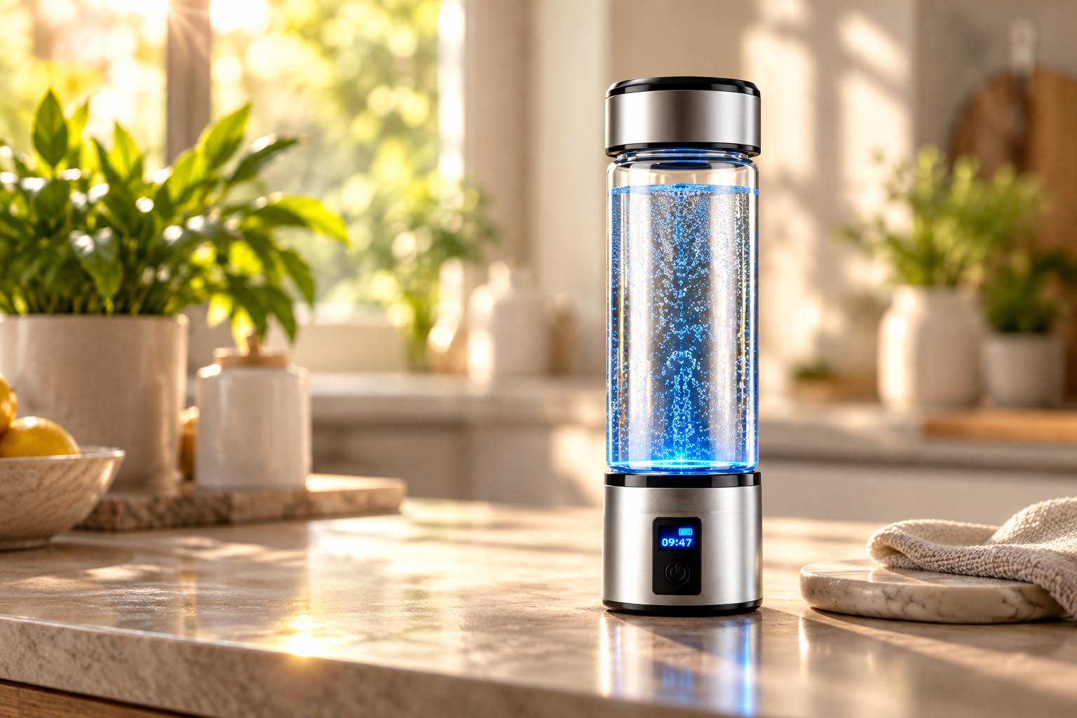 LAZENA hydrogen bottle as a morning ritual