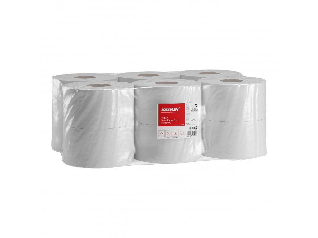 121050 katrin jumbo toilet paper roll small 130 meters 2 ply sack