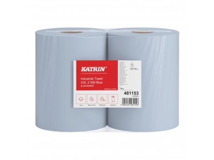 481153 katrin industrial wipes roll xxl 500 sheets 2 ply laminated blue sack