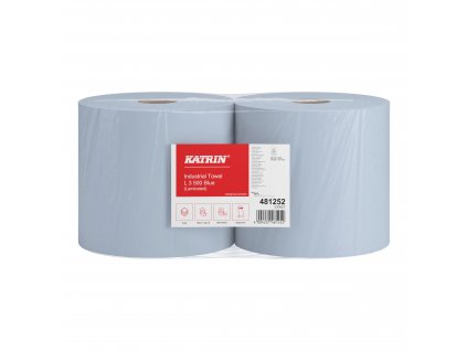 481252 katrin industrial wipes roll xxl 500 sheets 3 ply laminated blue sack